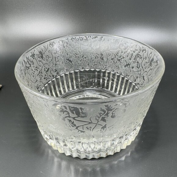 Antique Paden City Spring Orchard Ice Bucket Bowl Dish Clear Frosted Etched VTG - Picture 11 of 13